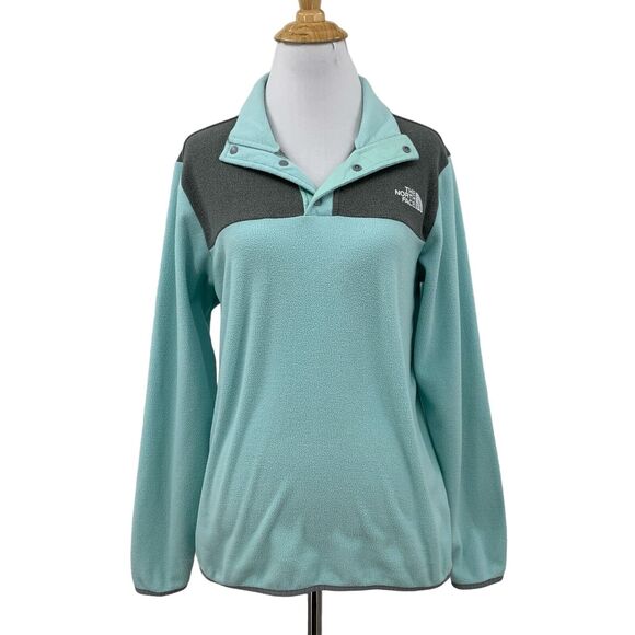 The North Face Jacket Girls XL Extra Large Seafoam Fleece Snap Button Pullover - Picture 1 of 12